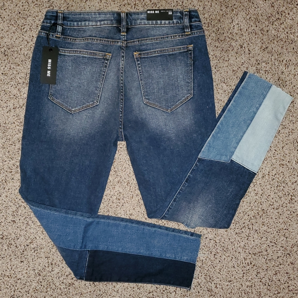 Miss Me Patchwork Out Of Sight Ankle Skinny Jeans - Rare - Picture 7 of 10